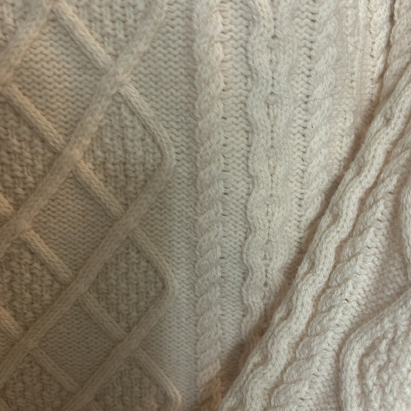 Woolovers cream Aran cable and ribbed turtleneck S wool fisherman chunky - Picture 5 of 6